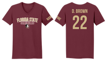 Load image into Gallery viewer, D.BROWN FSU WITH CUSTOM NAME WOMAN V-NECK T-SHIRT
