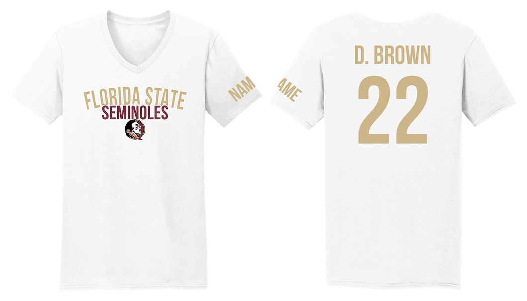 D.BROWN FSU WITH CUSTOM NAME WOMAN V-NECK T-SHIRT