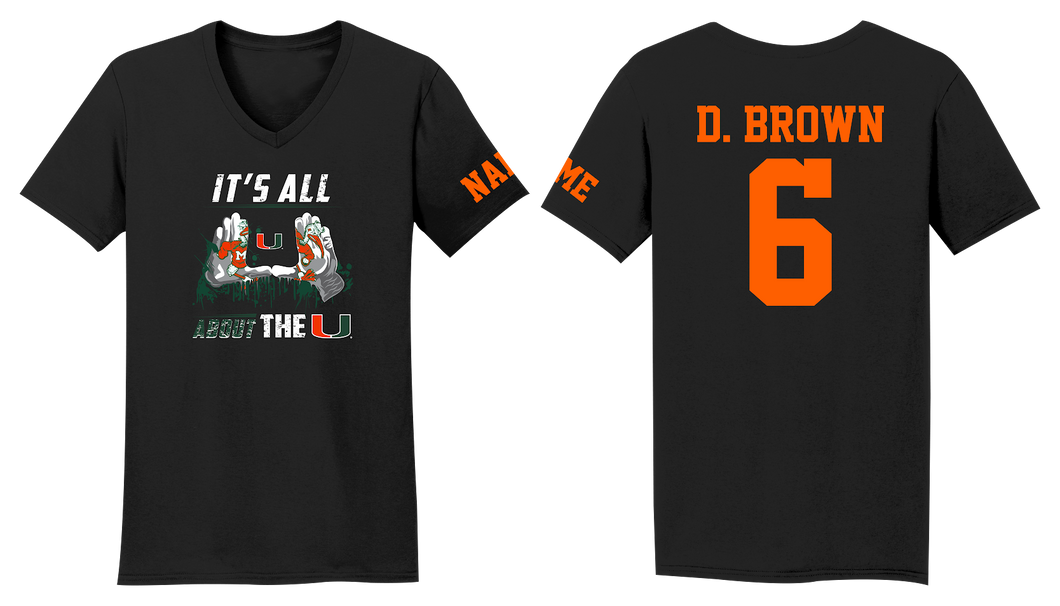 D.BROWN UM WITH CUSTOM NAME WOMAN V-NECK T-SHIRT