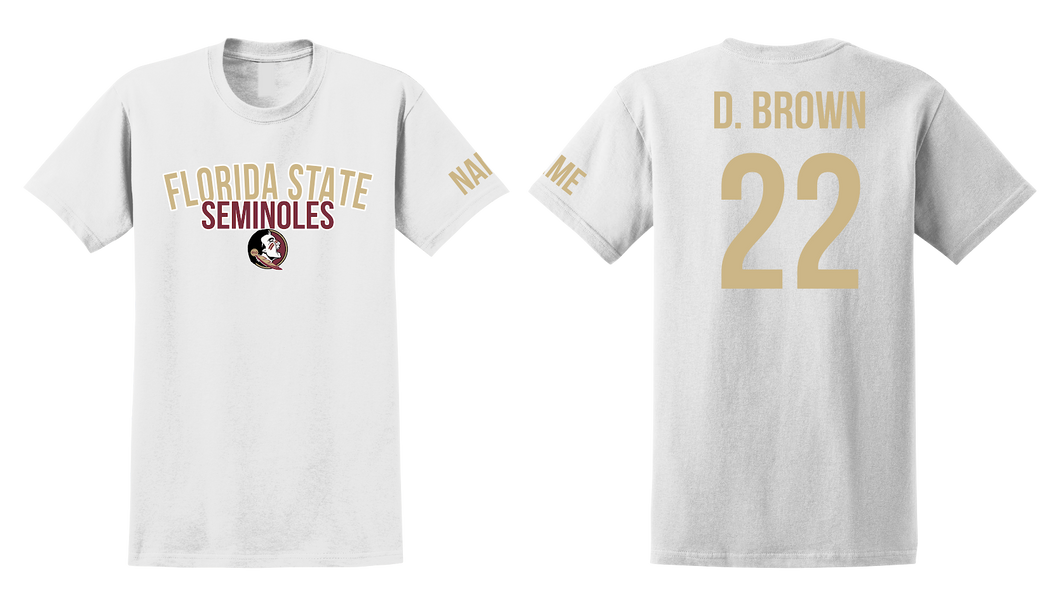 D.BROWN FSU WITH CUSTOM NAME T-SHIRT